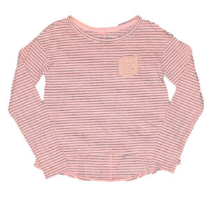 Cherokee Light Orange and Grey Striped Long Sleeve Tee